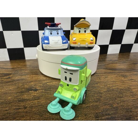 Robocar Poli Transforming Police Car, Taxi & Cleany Broomstown Diecast Cars Lot - Picture 2 of 8